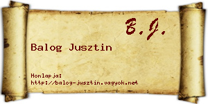 Balog Jusztin névjegykártya